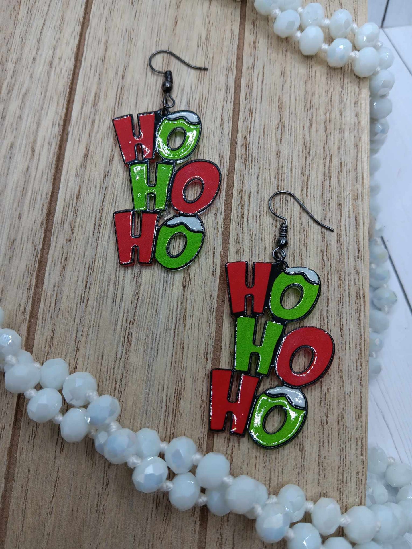 Red & Green HO HO HO Earrings