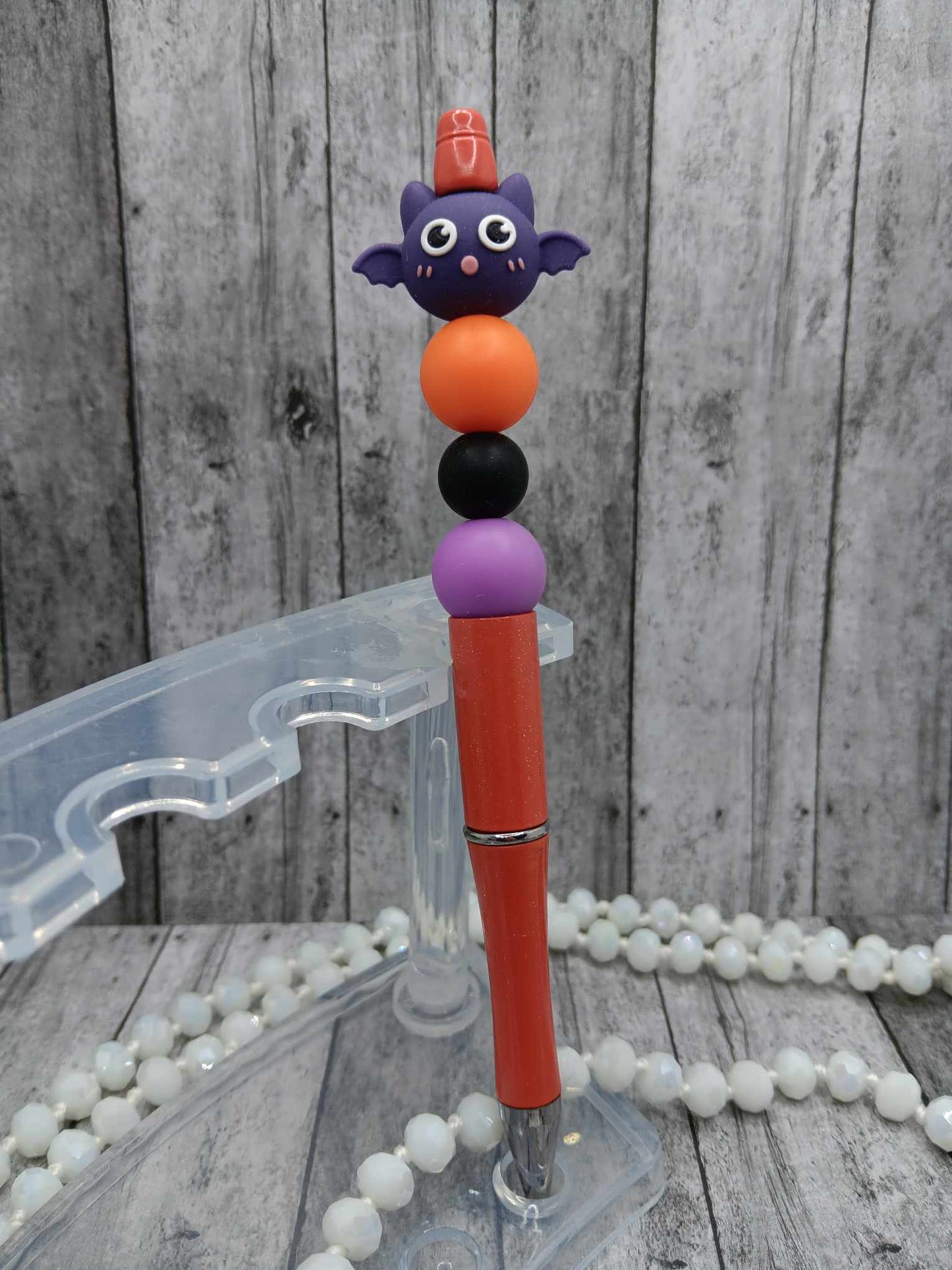 Purple Bat Beaded Ink Pen