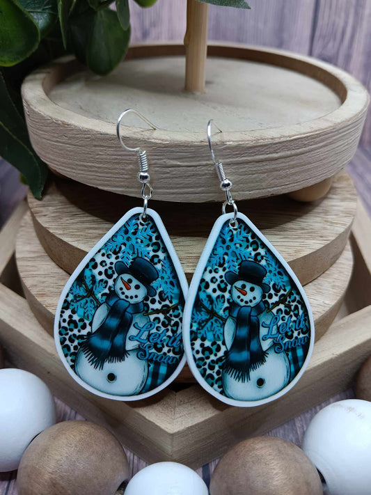 Blue Snowman Earrings