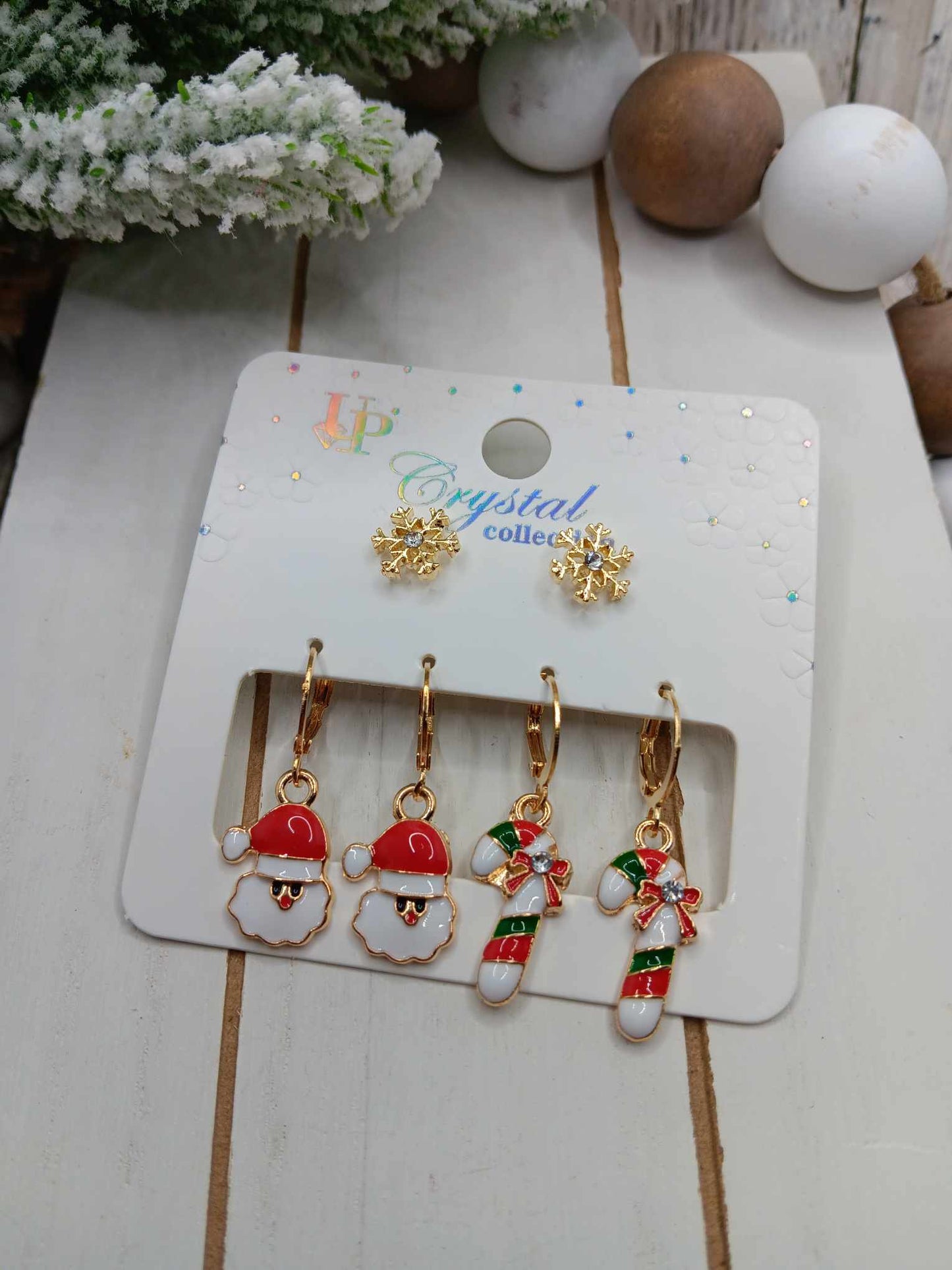 Christmas Santa & Candy Cane Earring Set