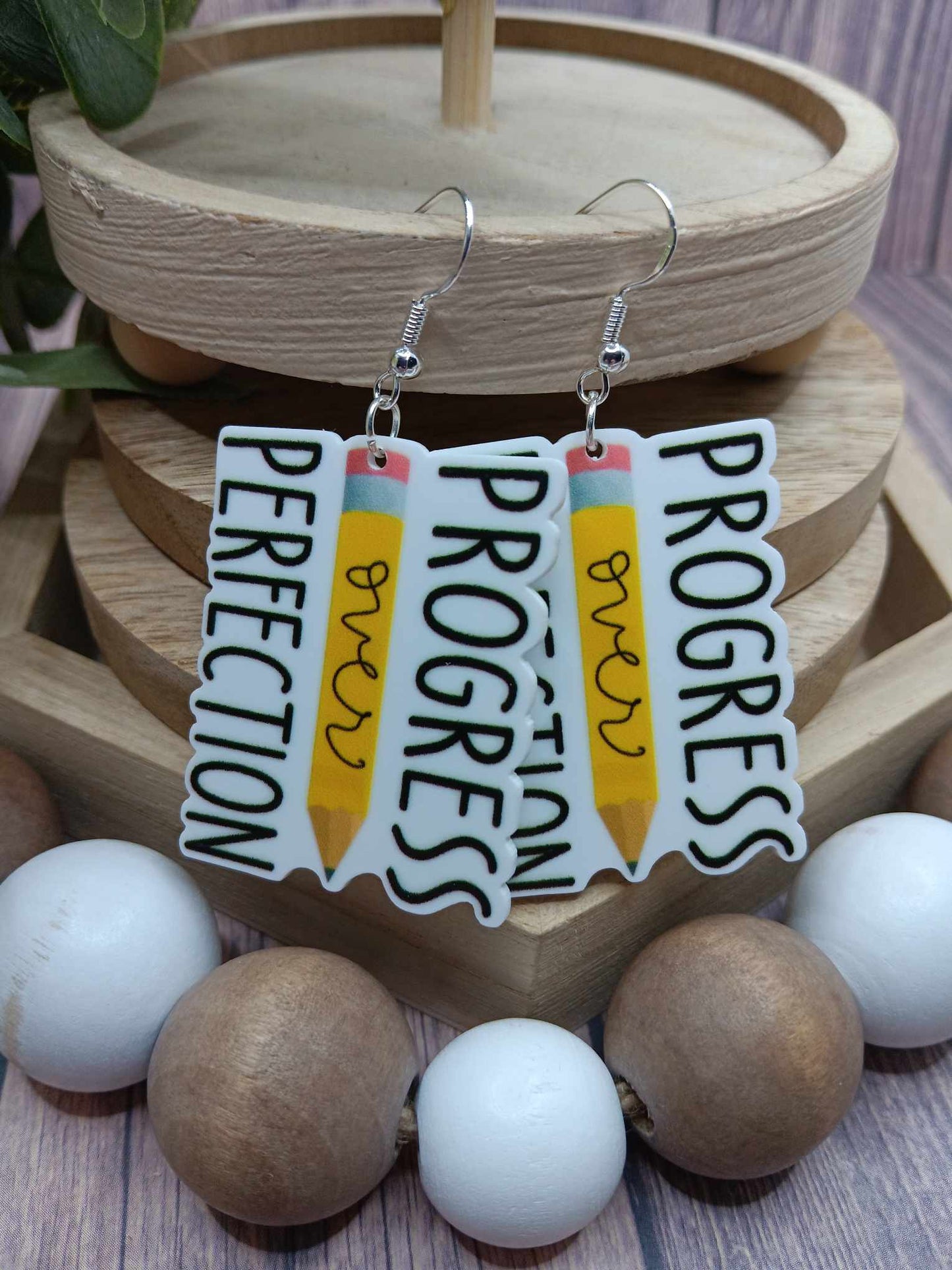 Progress Over Perfection Pencil Earrings