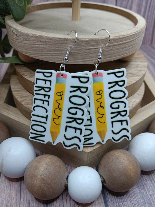 Progress Over Perfection Pencil Earrings