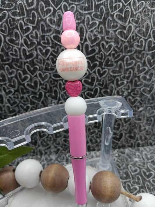 Stronger than Cancer Beaded Breast Cancer Awareness Ink Pen