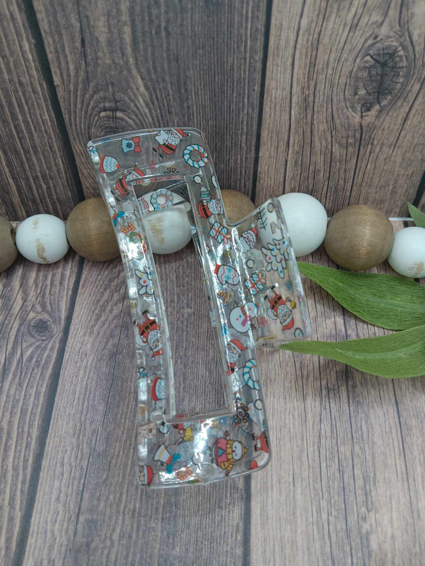 Clear Christmas Themed Claw Clip