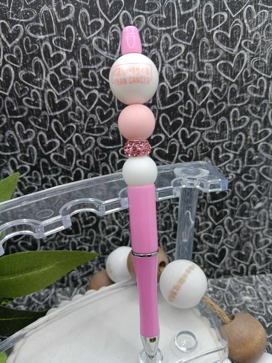 Stronger than Cancer Beaded Breast Cancer Awareness Ink Pen