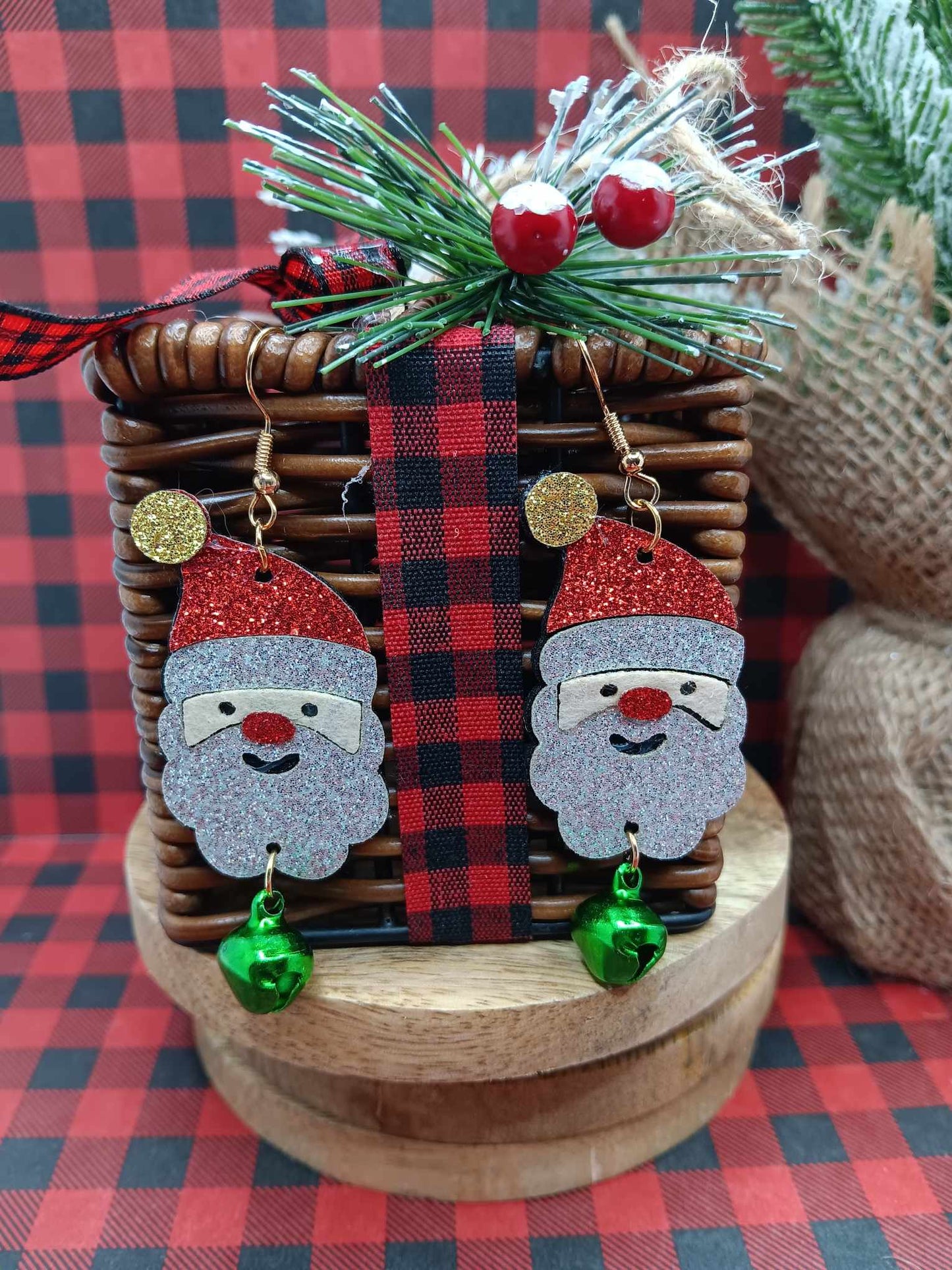 Glitter Santa Earrings
