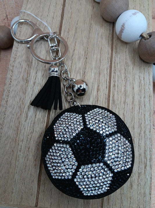 Rhinestone Soccer Keychain
