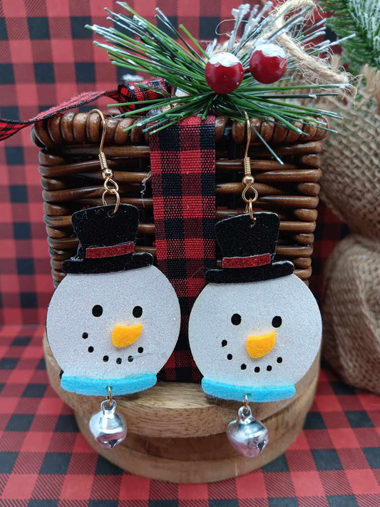 Glitter Snowman Earrings
