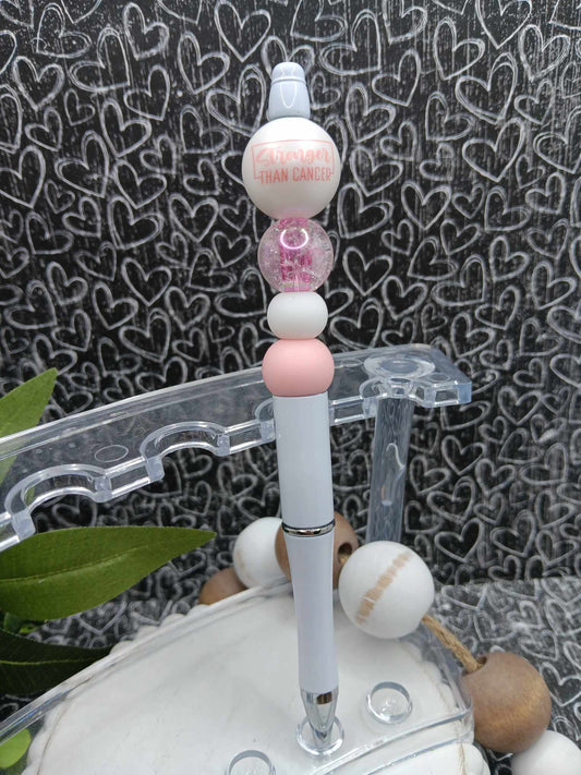 Stronger than Cancer Beaded Breast Cancer Awareness Ink Pen