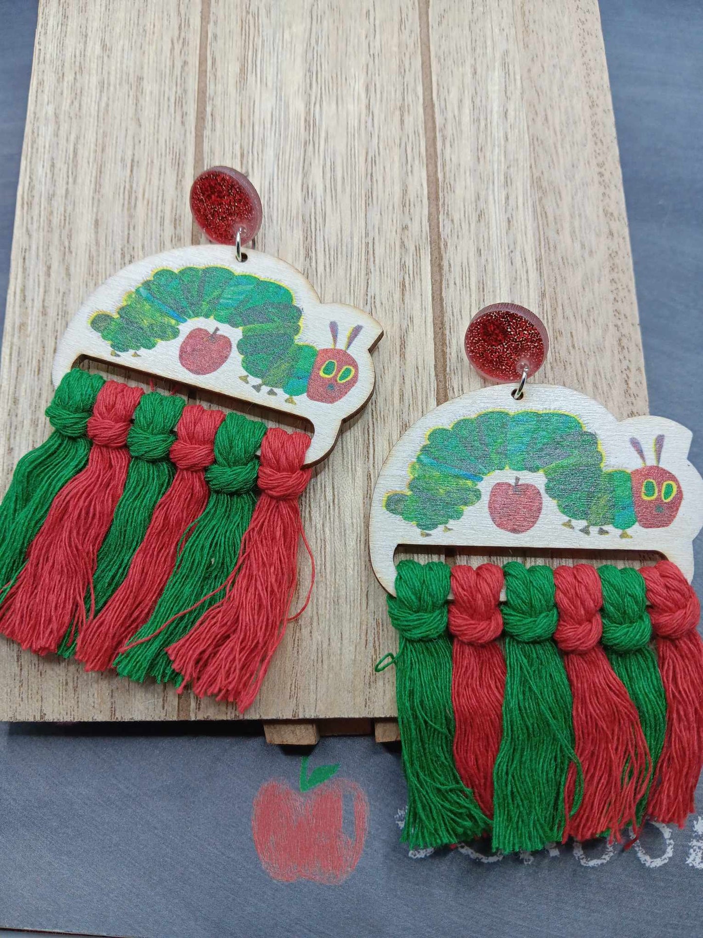 Caterpillar Themed Teacher Earrings