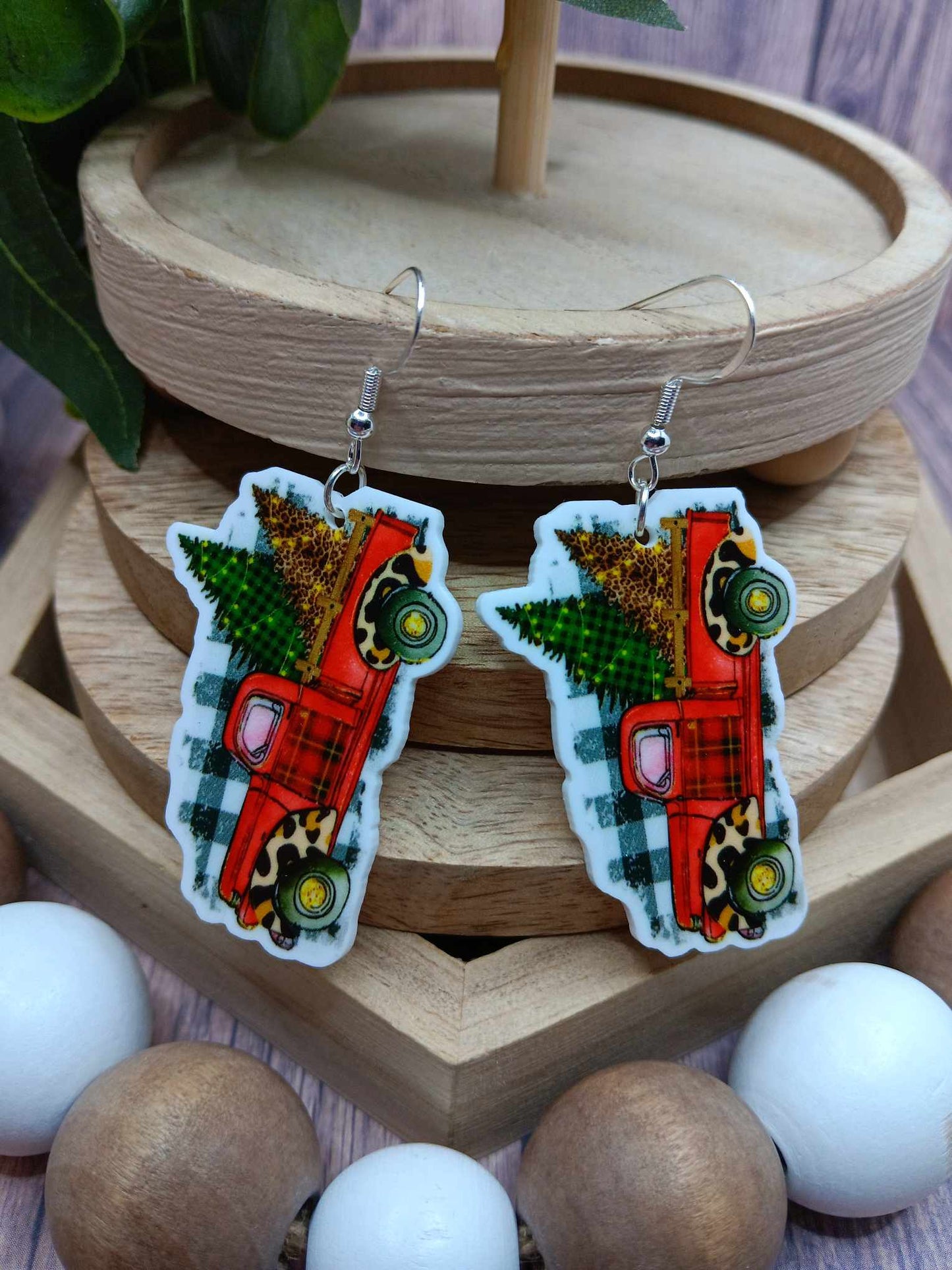 Red Truck Christmas Earrings