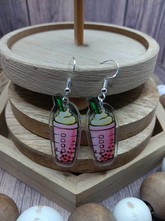 Pink Coffee Drink Earrings