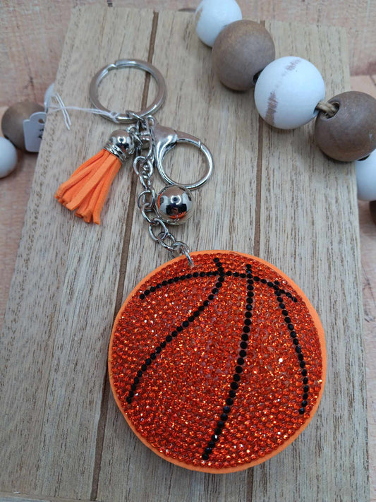 Rhinestone Basketball Keychain