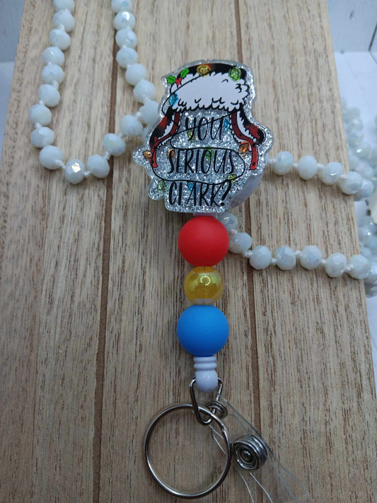 You Serious Clark Beaded Badge Reel