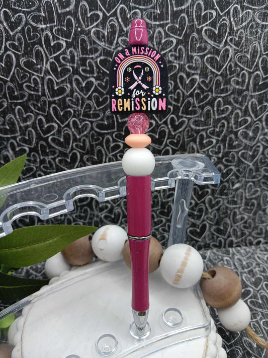 On a Mission for Remission Beaded Breast Cancer Awareness Ink Pen