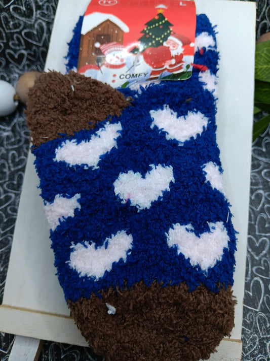 Blue Heart Fuzzy Children's Socks