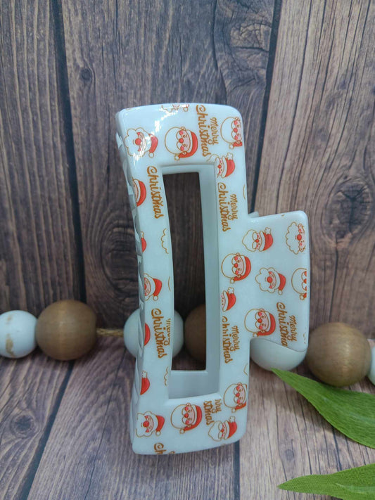 White Christmas Claw Clip