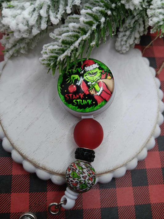 Green Man Beaded Badge Reel