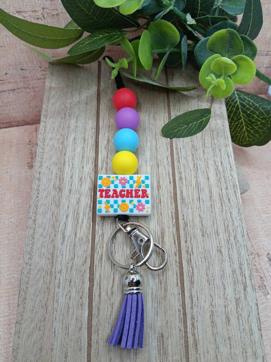 Teacher Themed Beaded Lanyard