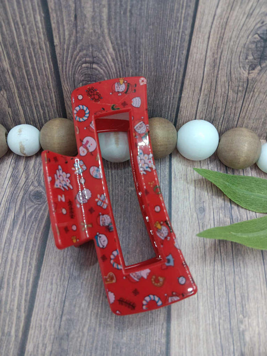 Red Christmas Claw Clip