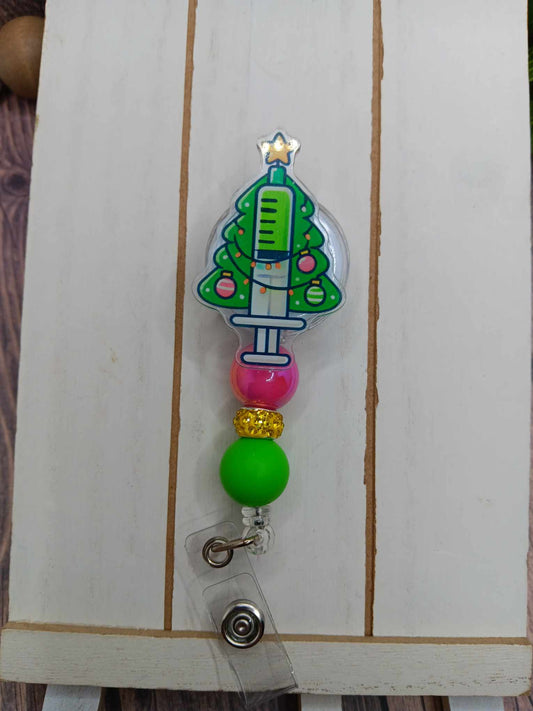 Nurse Beaded Christmas Badge Reel