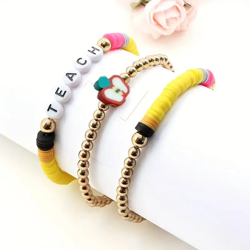 Beaded Teacher Themed Bracelet Set