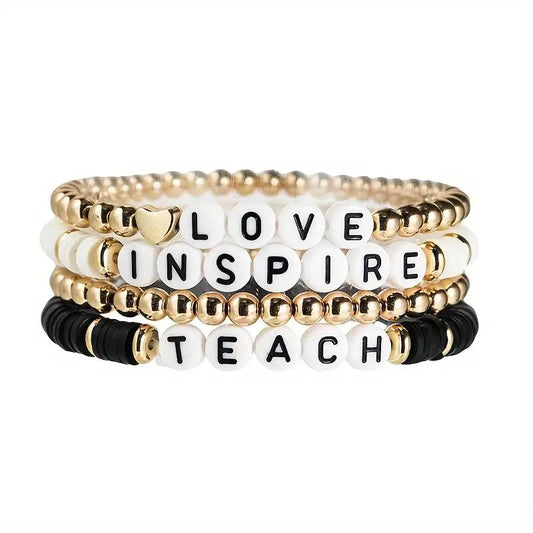 Beaded Teacher Themed Bracelet Set
