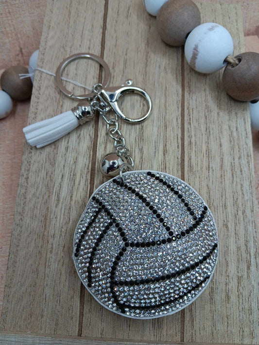 Rhinestone Volleyball Keychain