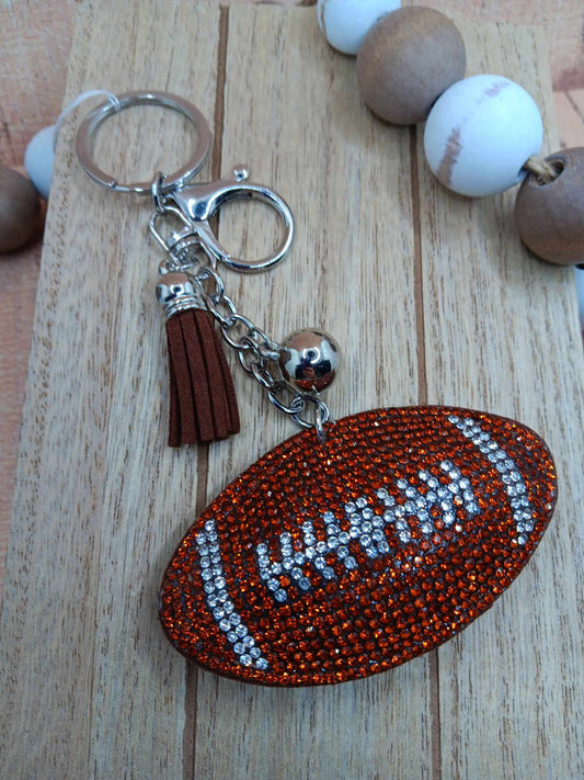 Rhinestone Football Keychain