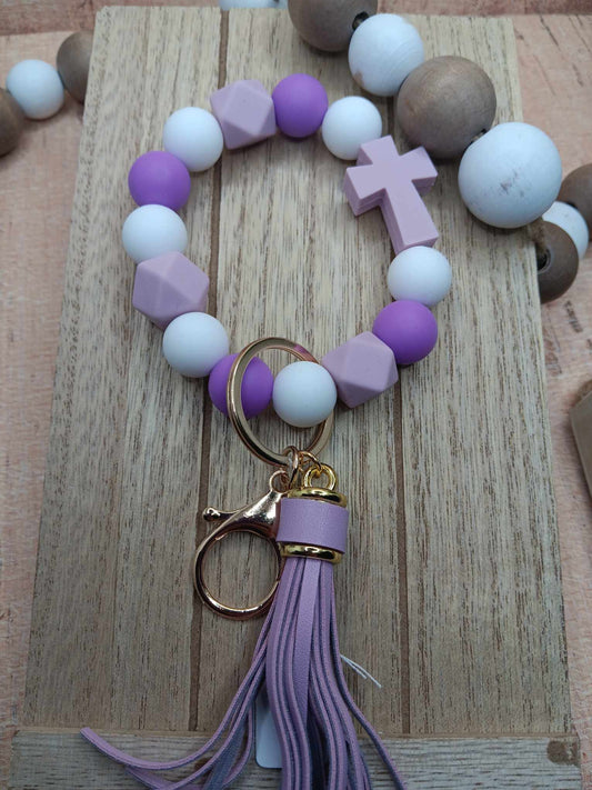 Purple Cross Beaded Wristlet