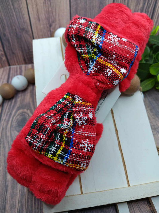 Red Christmas Spa Headband w/ Gold Sparkle
