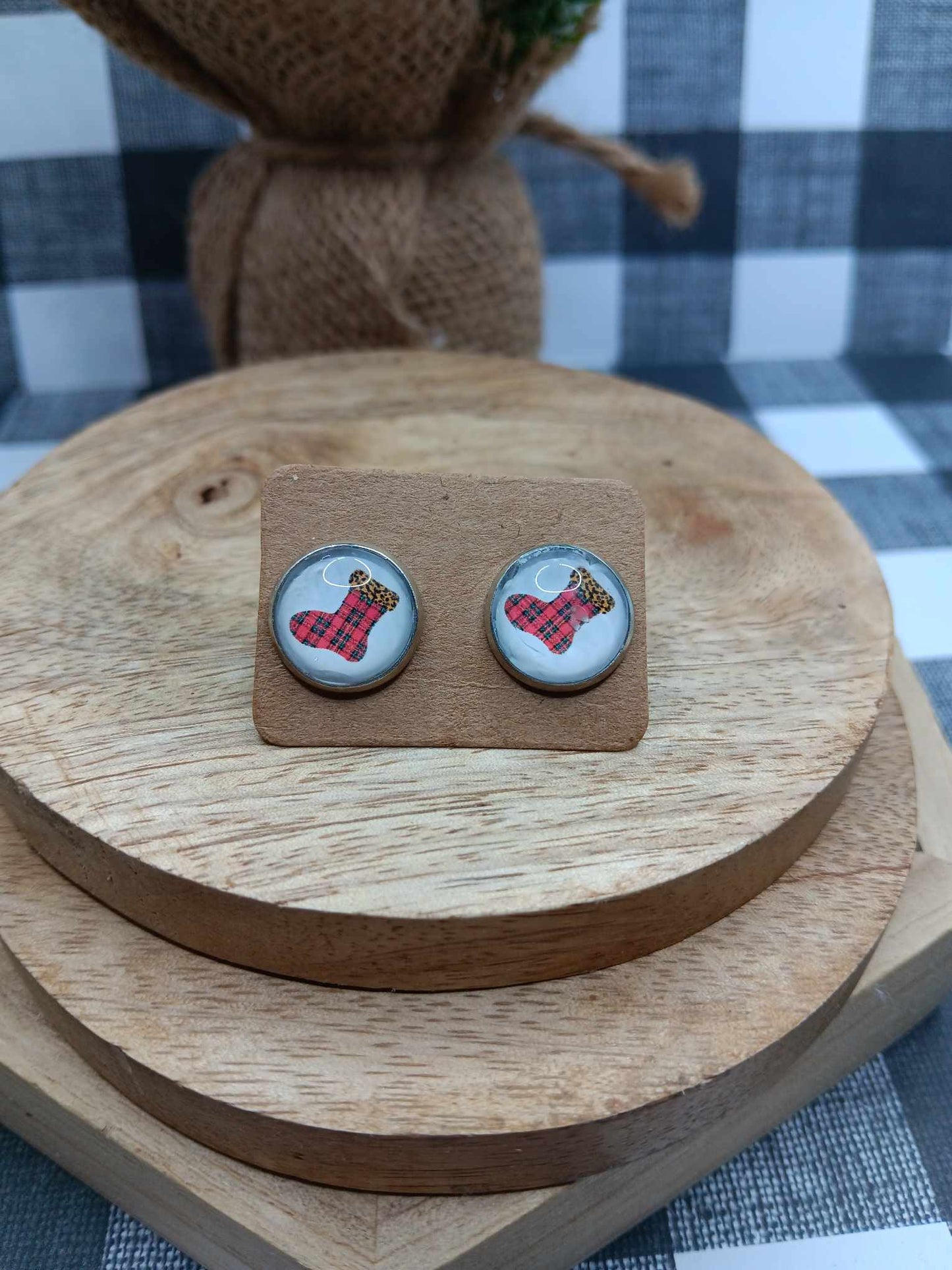 Red Christmas Stocking Earrings