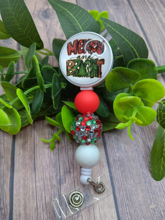 Merry & Bright Beaded Badge Reel