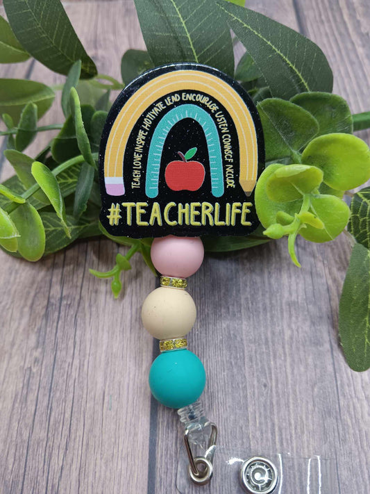 #TeacherLife Beaded Badge Reel