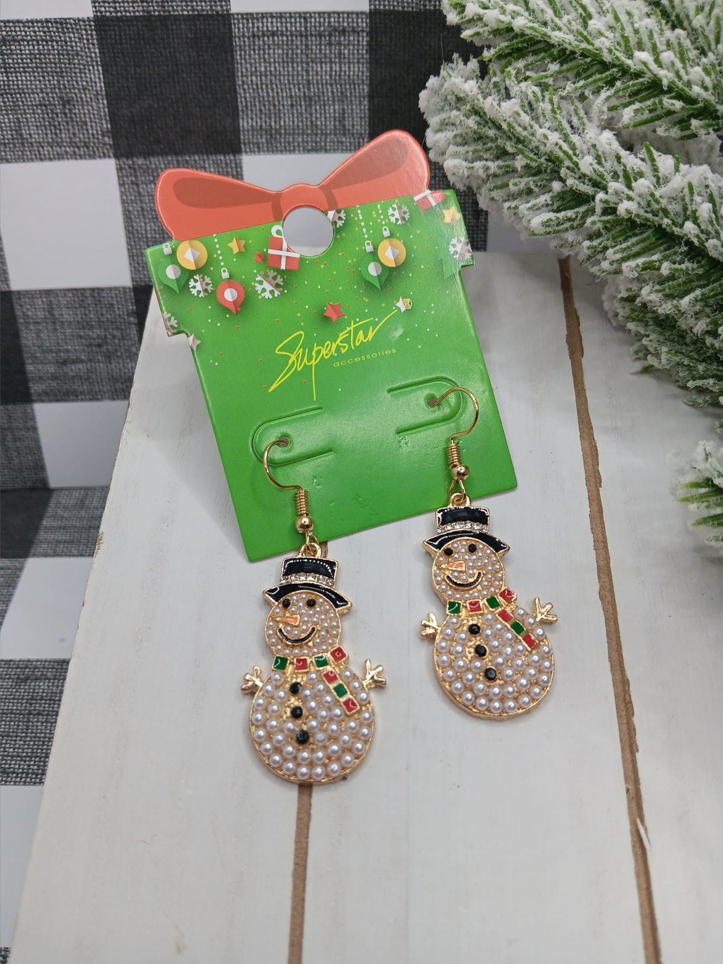 Rhinestone Snowman Earrings