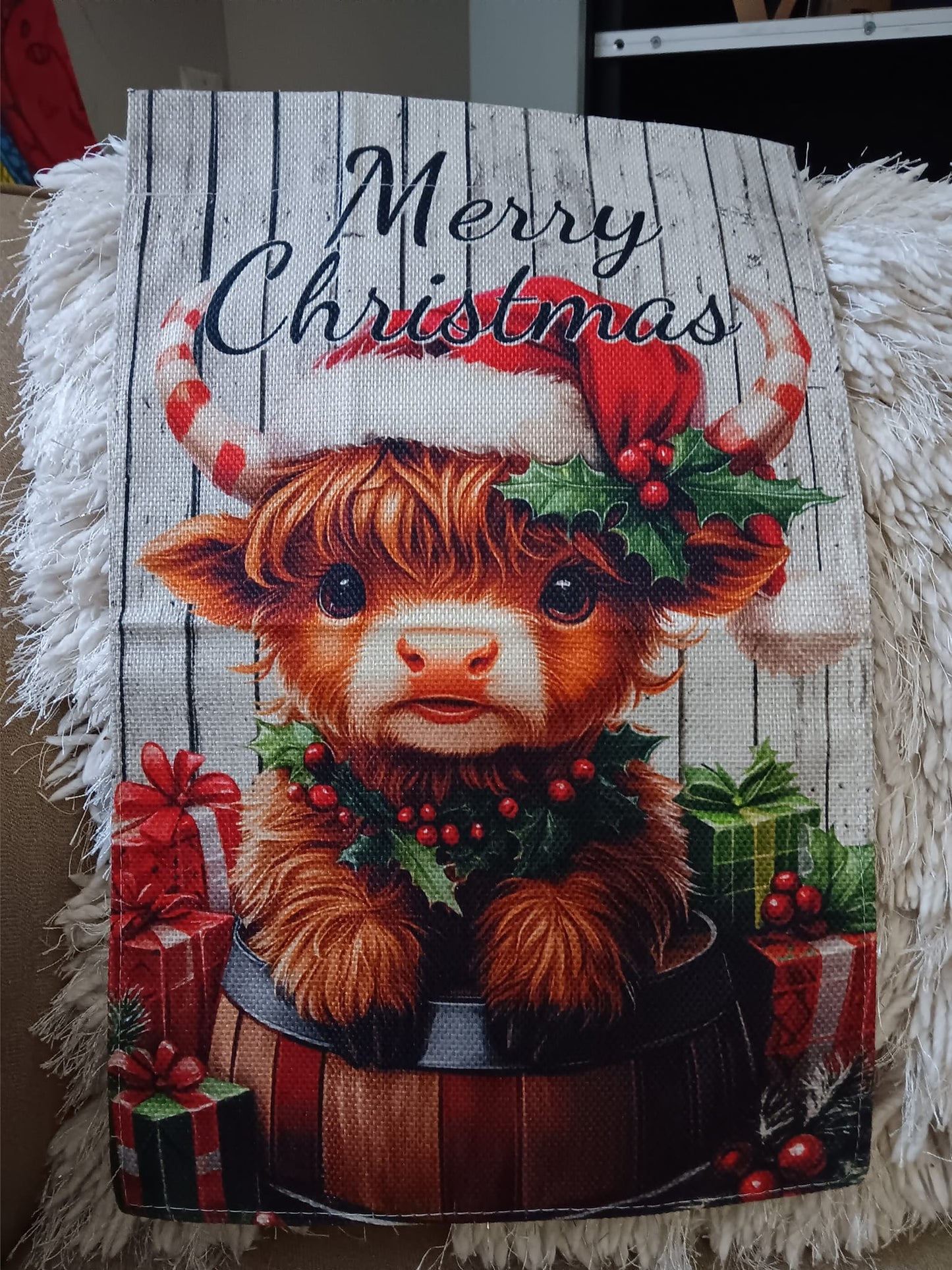Christmas Cow Garden Flag