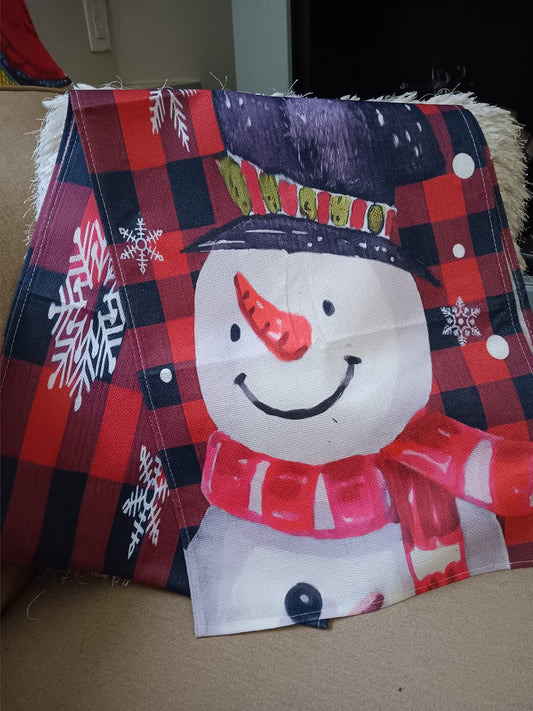 Buffalo Plaid Snowman Table Runner