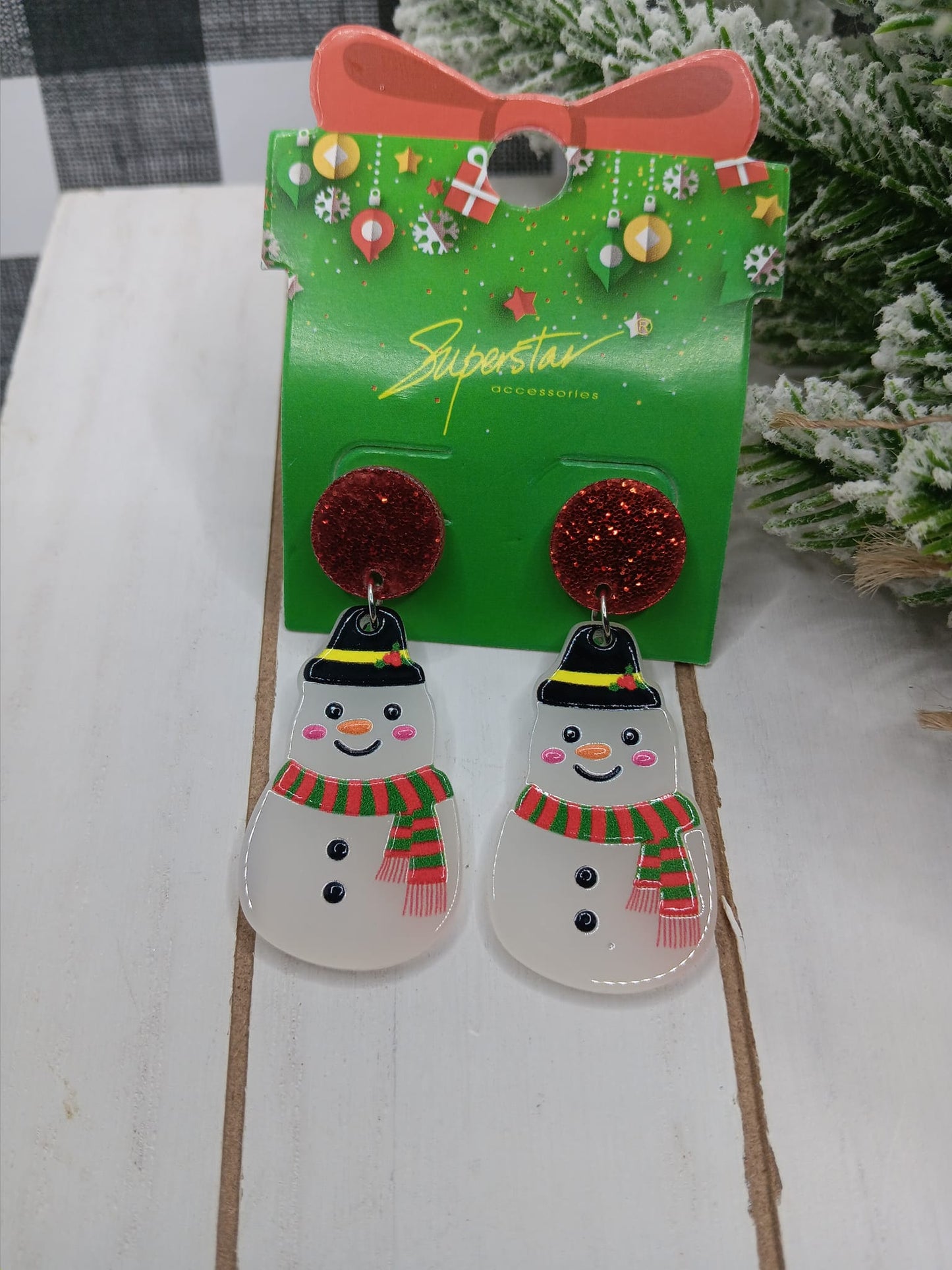 Acrylic Snowman Earrings