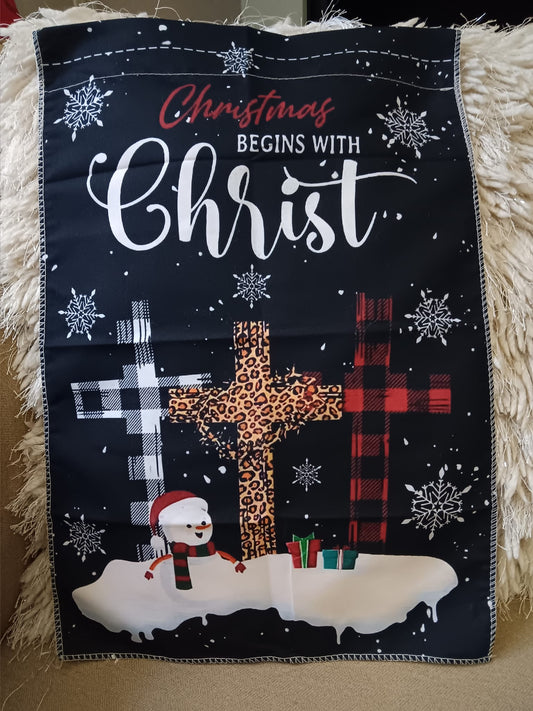 Christmas Begins with Christ Garden Flag