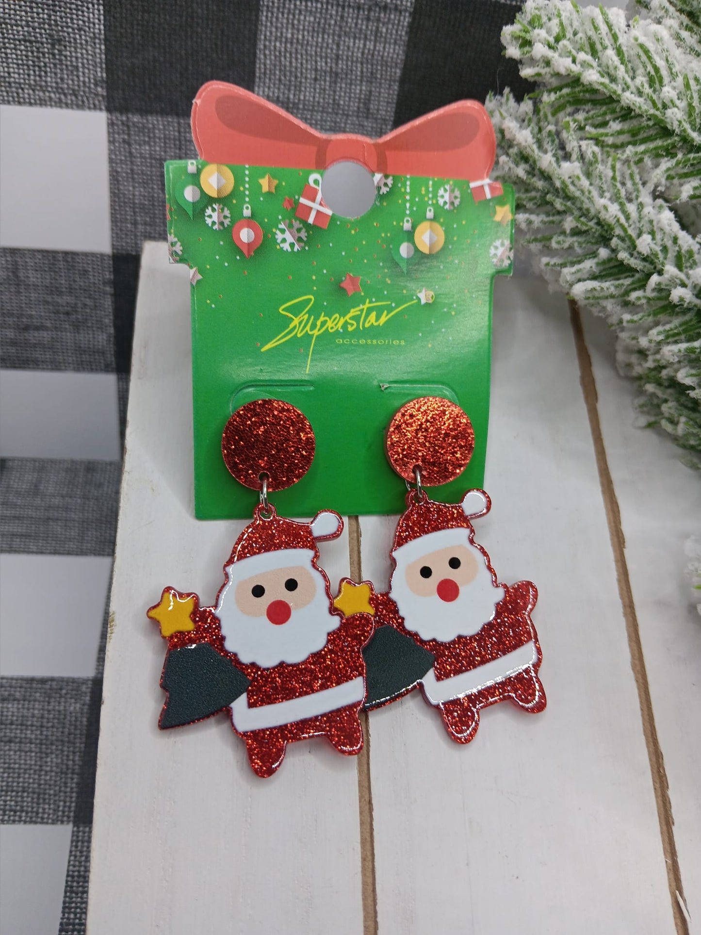 Acrylic Santa Earrings
