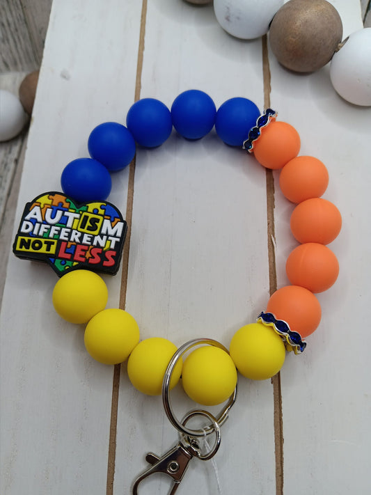 Autism is Different NOT Less Beaded Wristlet Keychain