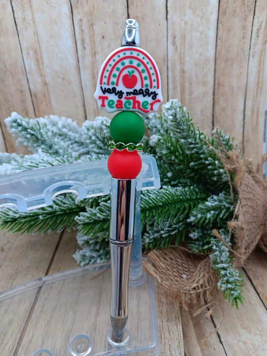 Very Merry Teacher Beaded Ink Pen