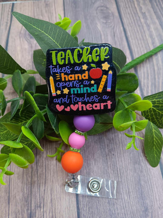 Teacher Beaded Badge Reel