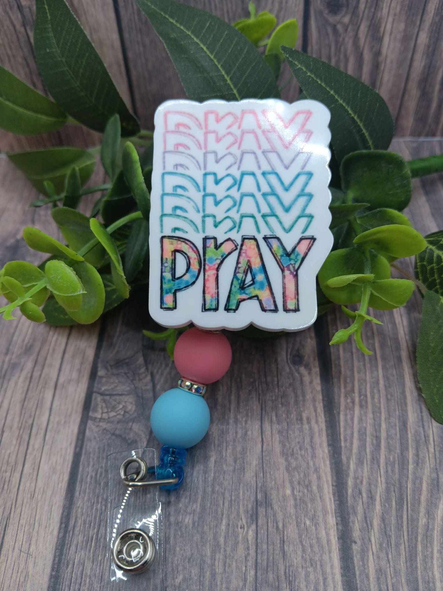 Pray Beaded Badge Reel