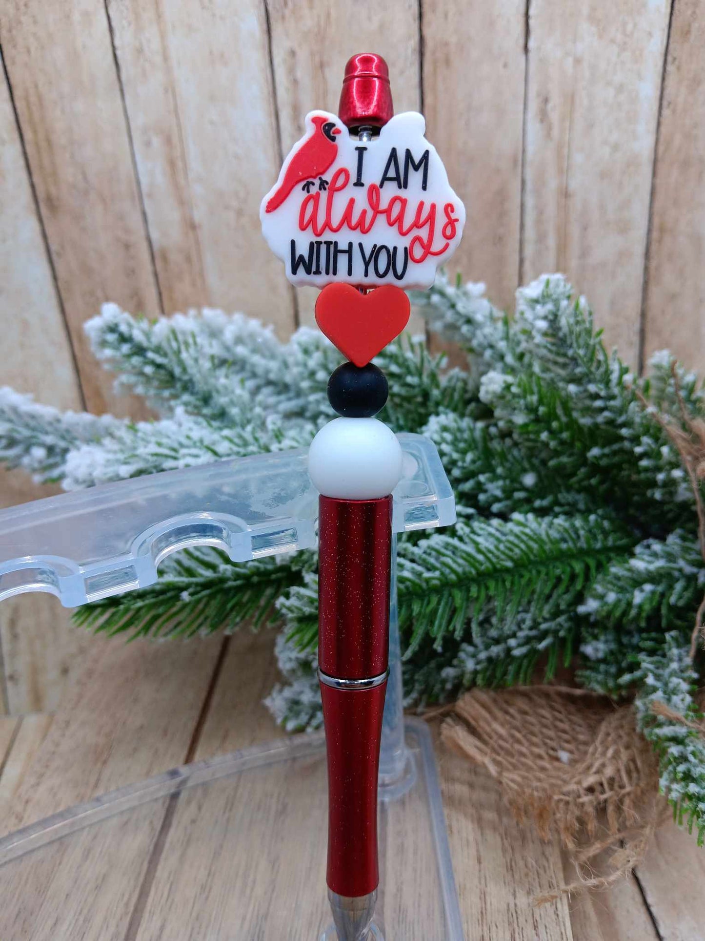 Cardinal Beaded Ink Pen - I am Always with You