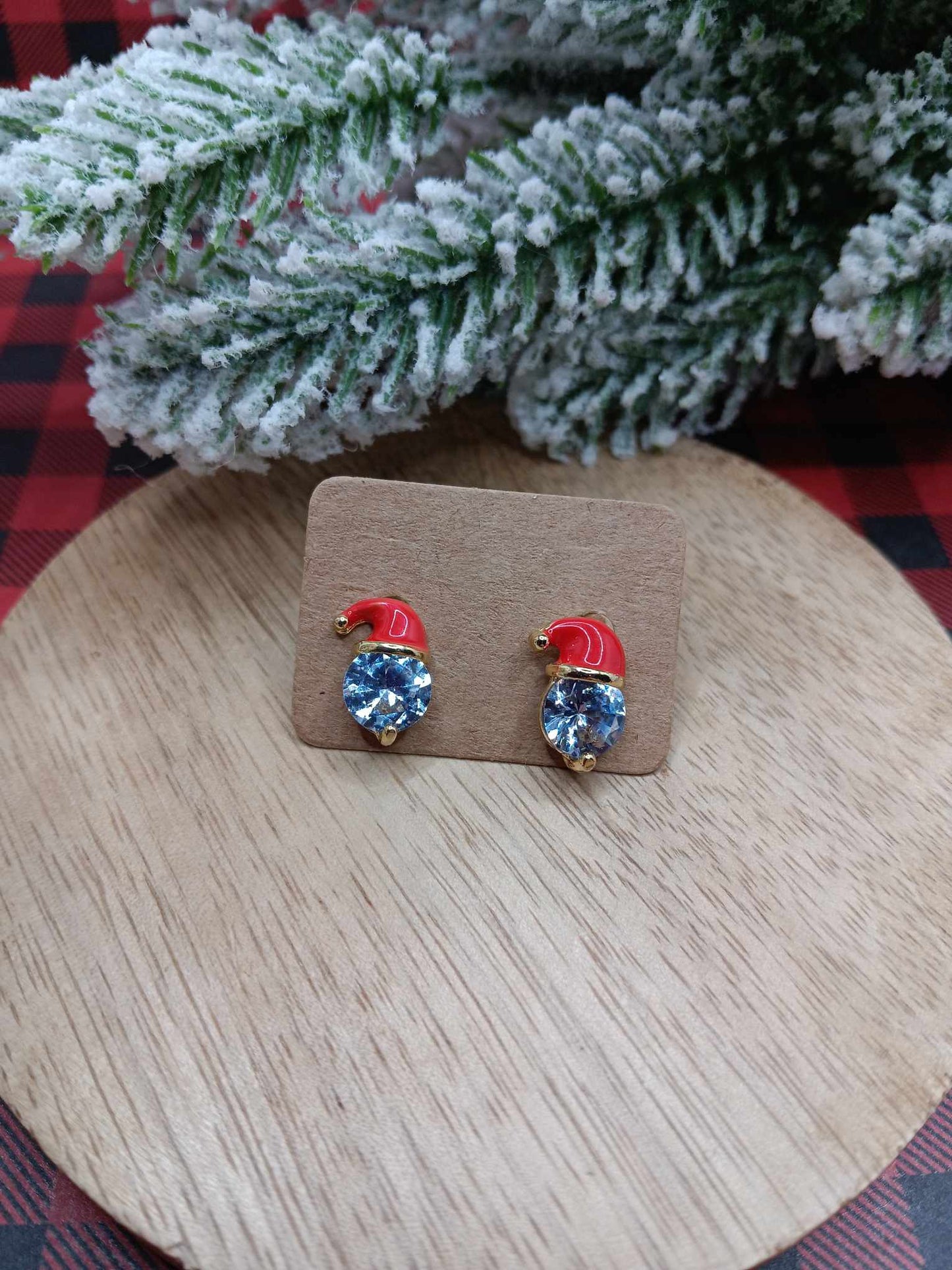 Rhinestone Santa Hat Earrings
