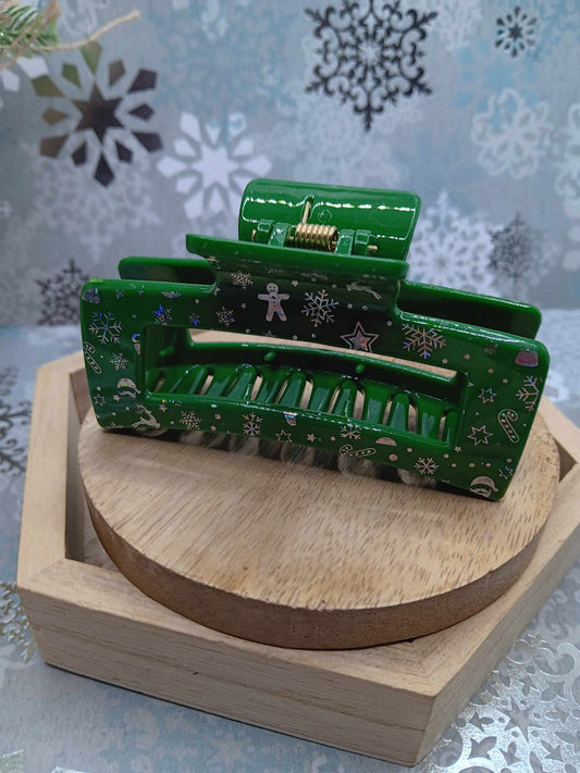 Green Christmas Hair Claw Clip