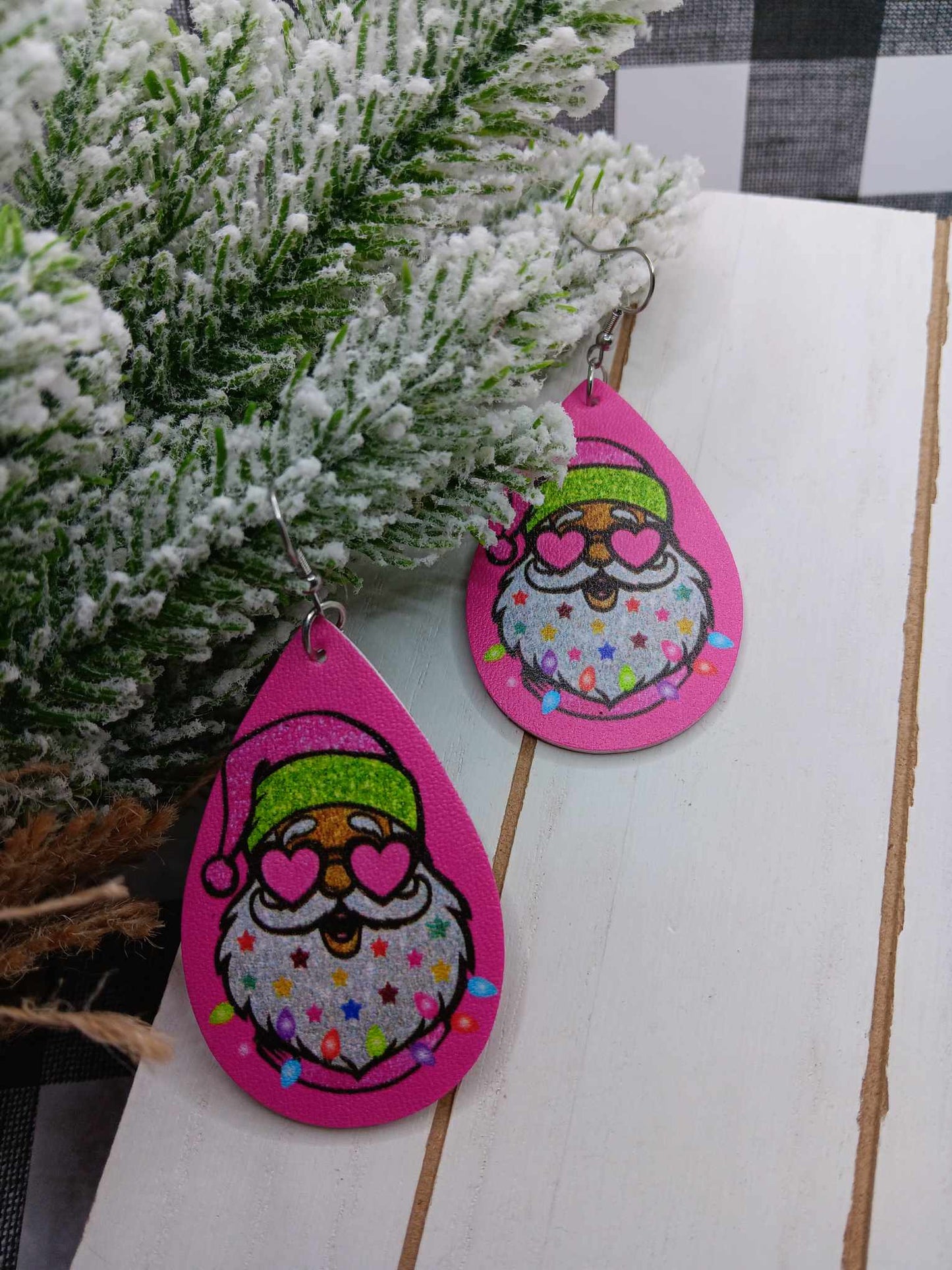 Hot Pink Santa Earrings