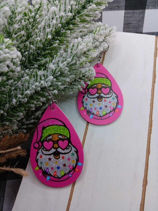 Hot Pink Santa Earrings