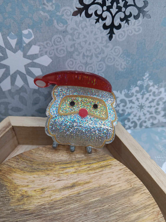 Glitter Santa Hair Claw Clip